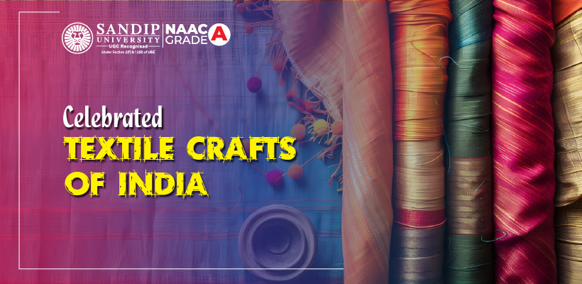 Traditional textile crafts of India with regional patterns