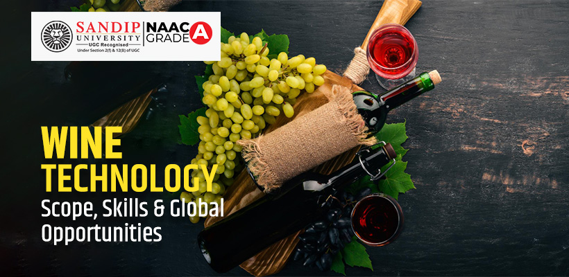 Wine technology students at Sandip University laboratory