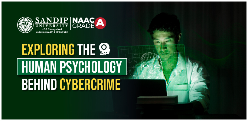 Cybercrime psychology showing phishing attacks, cyber forensics and digital investigation