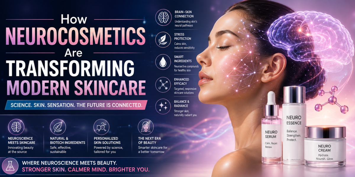 Neurocosmetics illustrating the skin-brain connection in advanced skincare science